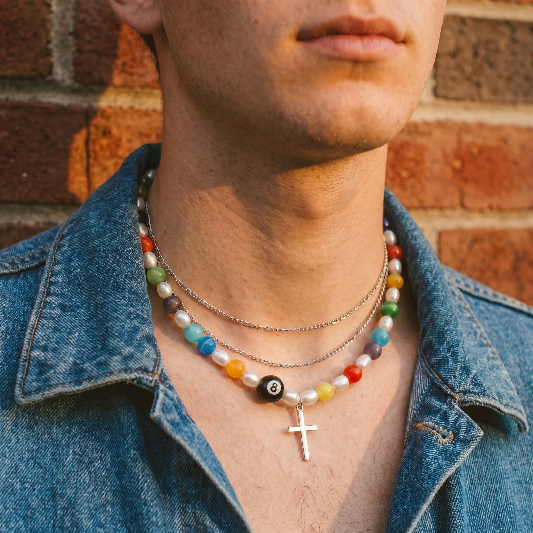 The "Chroma Rebel" Y2K Cat-Eye Cross Necklace — Rebel 8 Edition