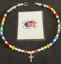 The "Chroma Rebel" Y2K Cat-Eye Cross Necklace — Multi-Color
