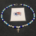 The "Chroma Rebel" Y2K Cat-Eye Cross Necklace — Polar Blue