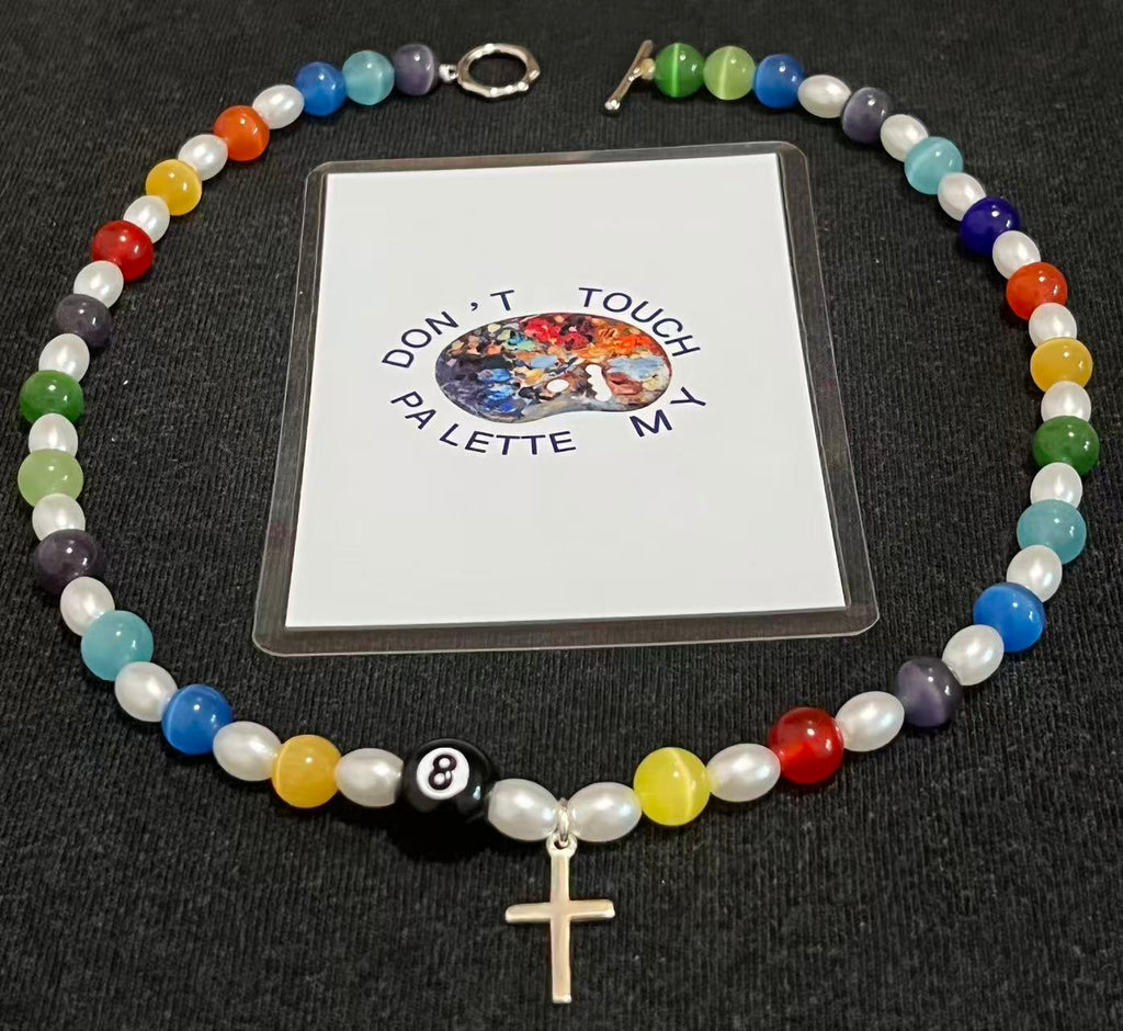 The "Chroma Rebel" Y2K Cat-Eye Cross Necklace — Rebel 8 Edition