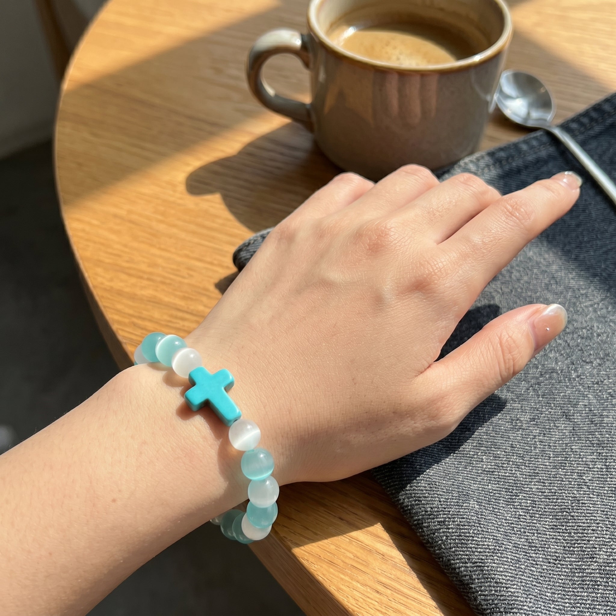 Aether Cross Cat-Eye Crystal Bracelet - Y2K Streetwear Jewelry
